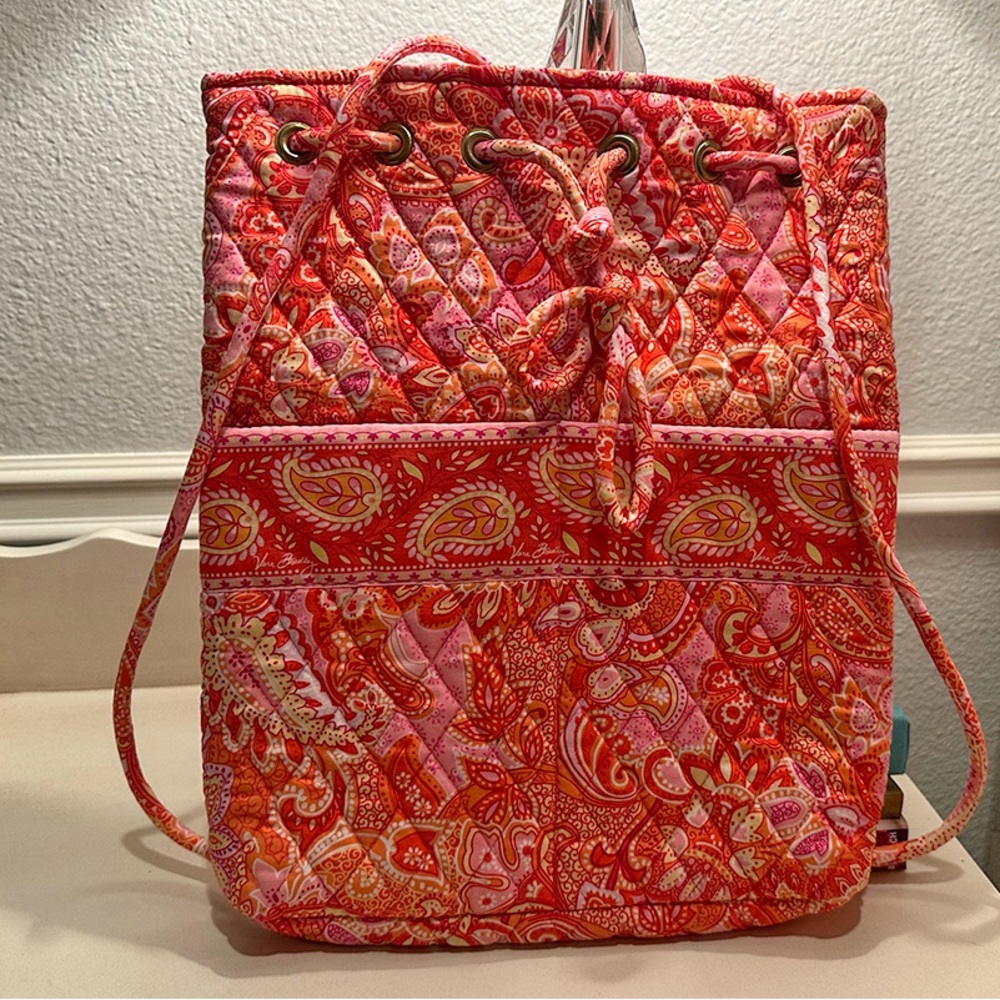 Vera Bradley Orange & Pink Drawstring Backpack